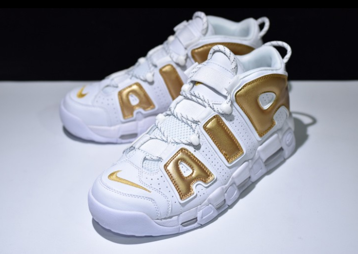 Nike Air More Uptempo White Metallic Gold - Click Image to Close